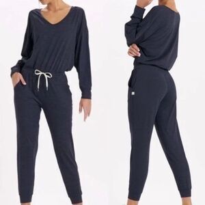 VUORI Lux Long Sleeve Midnight Heather Knit Jumpsuit Womens XS